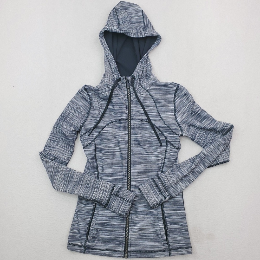 Lululemon Define Nulu Jacket Womens 8 Blue Space Dye Full Zip Athletic Track